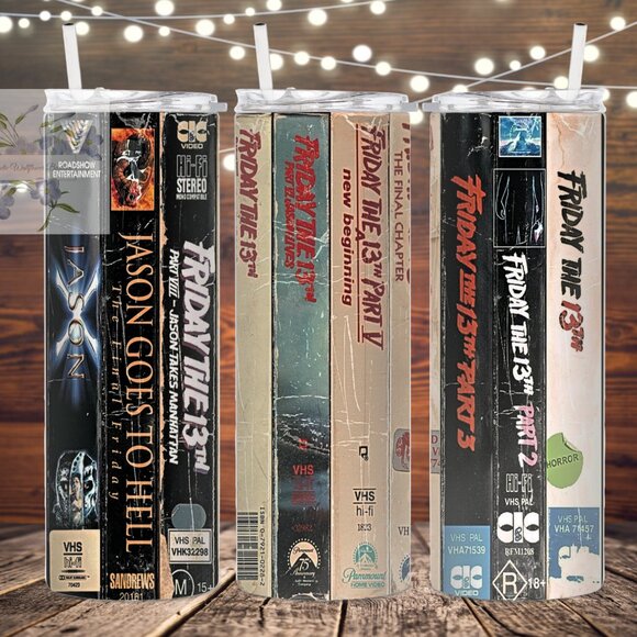 Eclectic Wallflower Other - Friday the 13th movie VHS case metal insulated tumbler